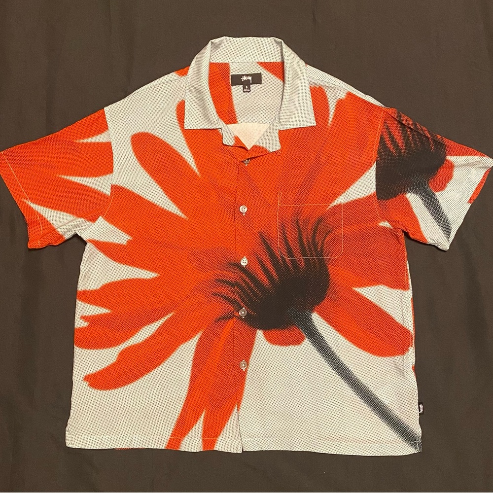 Stussy Floral Orange and Blue Men's Shirt Rare Authentic Sold Out Small